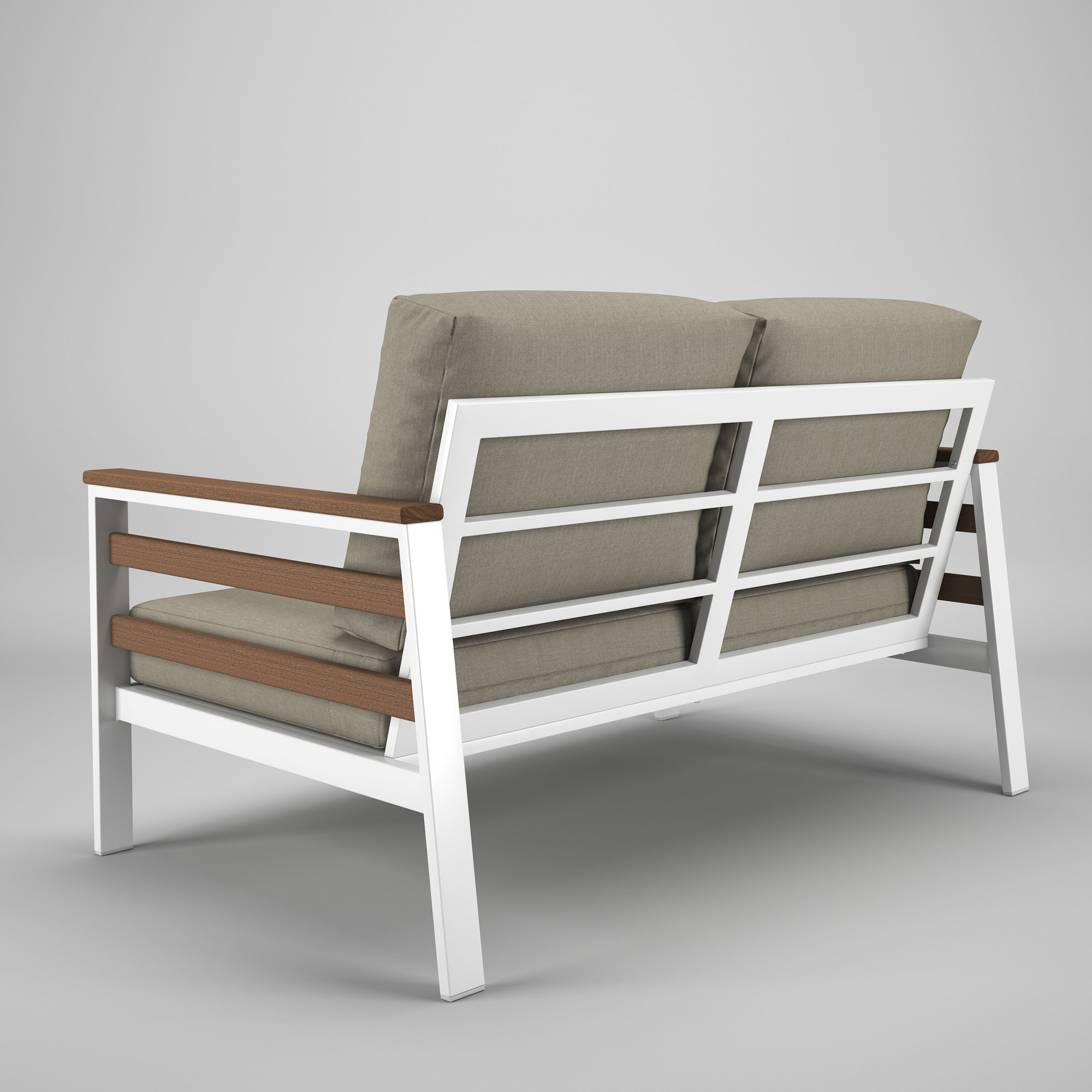 Townsend Metal Outdoor Loveseat With Sunbrella Cushion, Spectrum Dove