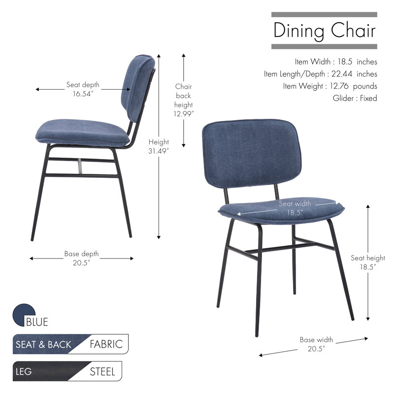 Chaise d'appoint rembourrée en velours Aquasco, Bleu