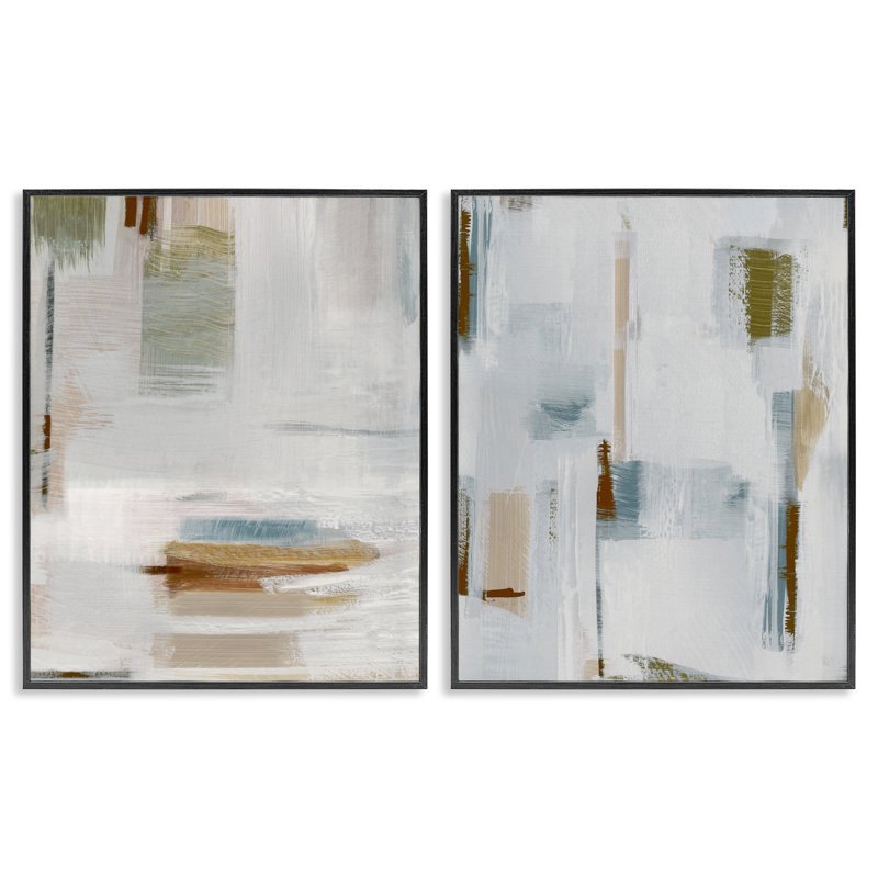 Sophistiqué Soft Abstraction, ensemble de 2 giclées encadrées par Susan Jill, H 30 po x l 24 po, Giclée encadrée noir minuit