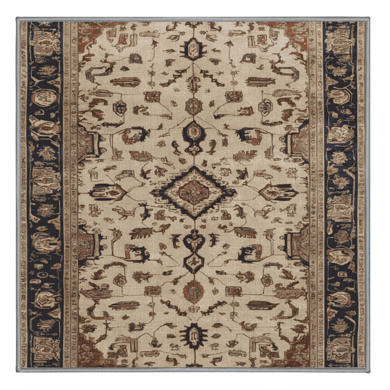 Machine Washable Persian Gray Area Rug, Square 3'