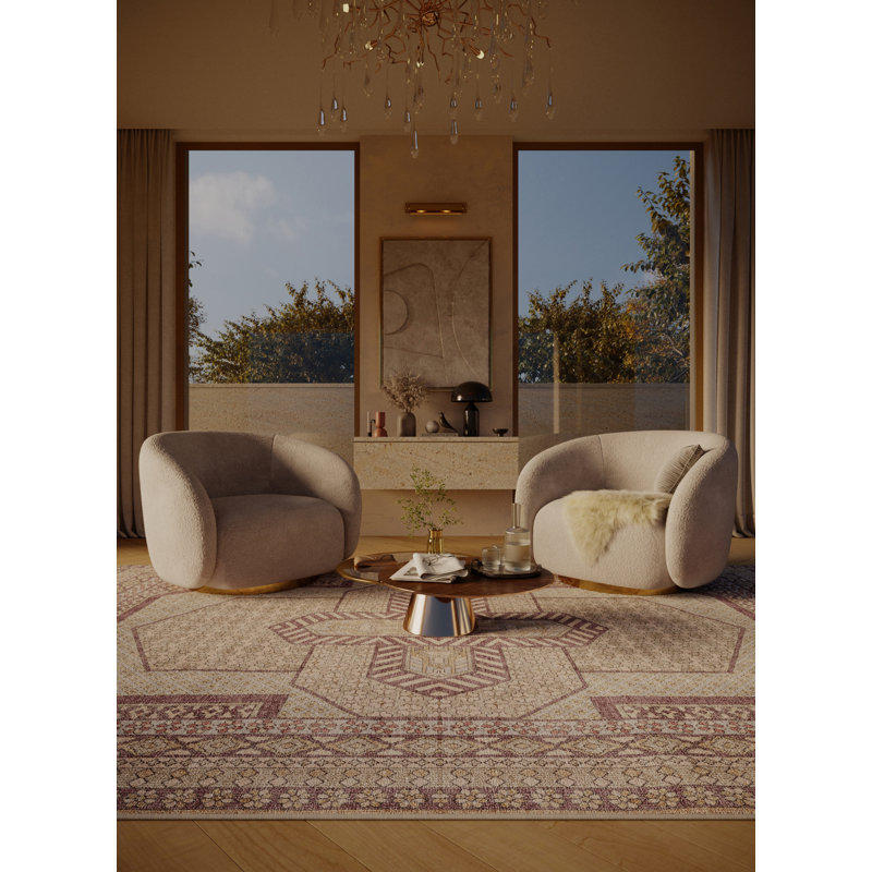 Florestial Hand Loomed Washable Oriental Indoor Rug, Round 6'