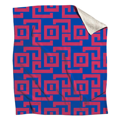 Blue Pink Greek Key Blankets