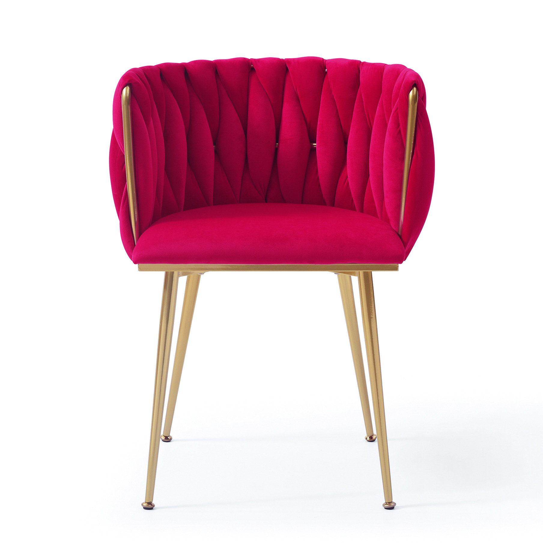 Everly Quinn Modern Upholstered Woven Velvet Dining Chairs With Golden