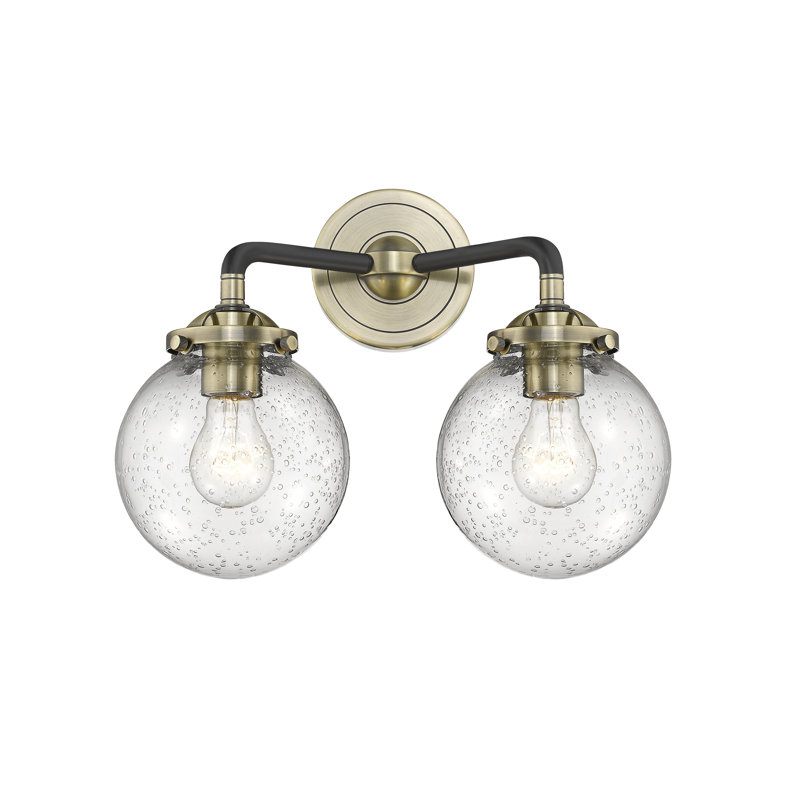 Éclairage de salle de bain à intensité variable 2 lumières Zarmayr, Ampoule incandescente rétro à intensité réglab, Grainé