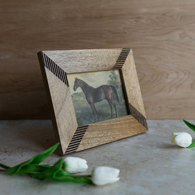 Foreside Home & Garden 5x7 Offset Picture Frame Natural Mango Wood, MDF & Glass
