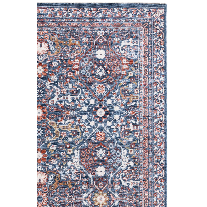 Tapis bleu marine en polyester tissé à la machine Ralph Lauren Belvoir, Rectangle 9 pi 9 po x 13 pi