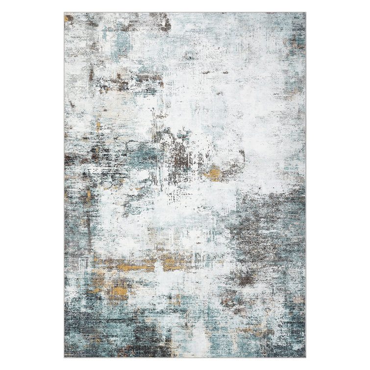 Abstract Machine Washable Rug Non-Slip Area Rug Modern Design Rug Durable Floor Carpet Easy-Cleaning Rug