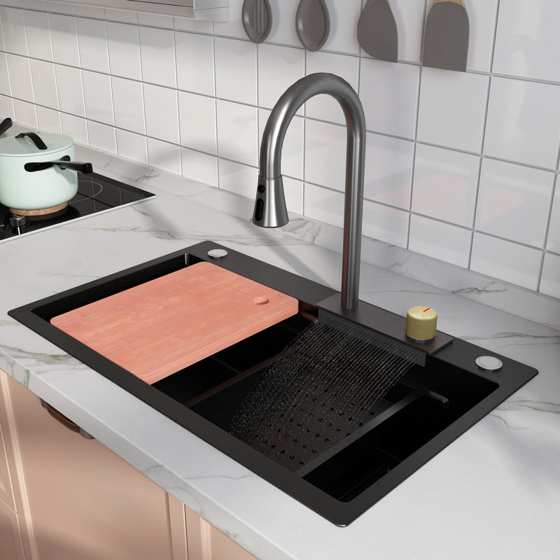 MEJE Single Bowl Kitchen Sink, Anthracite Black
