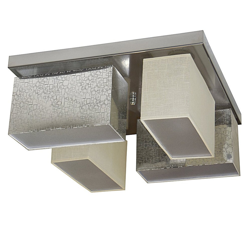 Partlow Fabric Semi Flush Mount, Silver/Cream