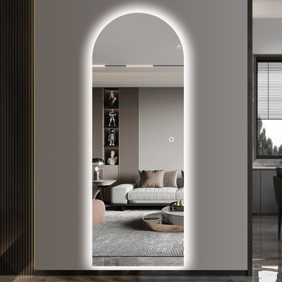 LED Wall Mounted Full Length Mirror Horizontal or Vertical Dimmable Three Colour Lighting HD Shatterproof