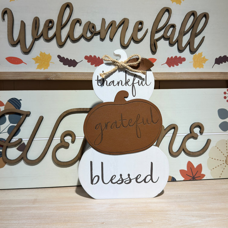 ThisWear Fall Party Supplies Grateful Blessed Thankful Fall Theme Word Art  Black Handle Canvas Tote Bag 