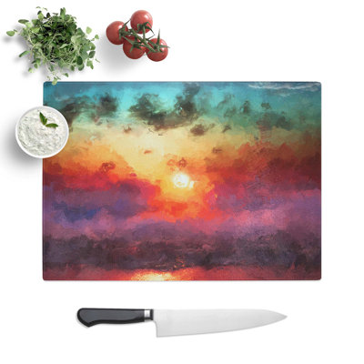 Tempered Glass Sunset over the Ocean Chopping Board