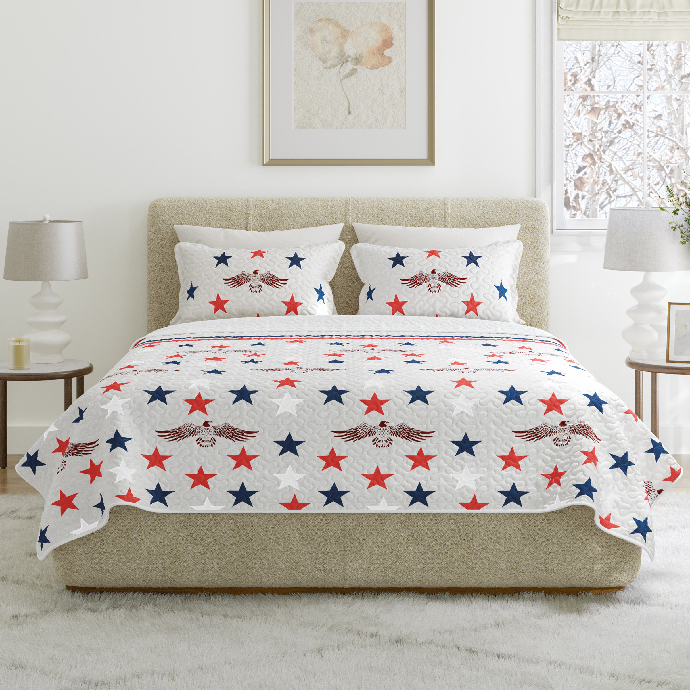 Lavish Home 3-Piece Quilt Bedding Set - Bedspread and Pillow Shams with ...