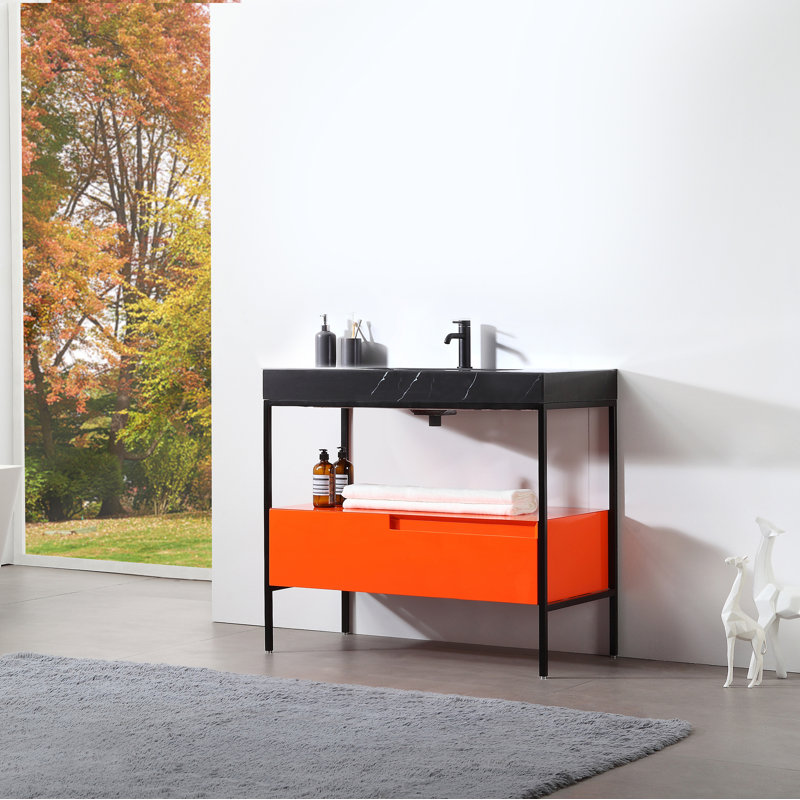 Texel 42" W Single  Vanity, Red Amber, Black, Black