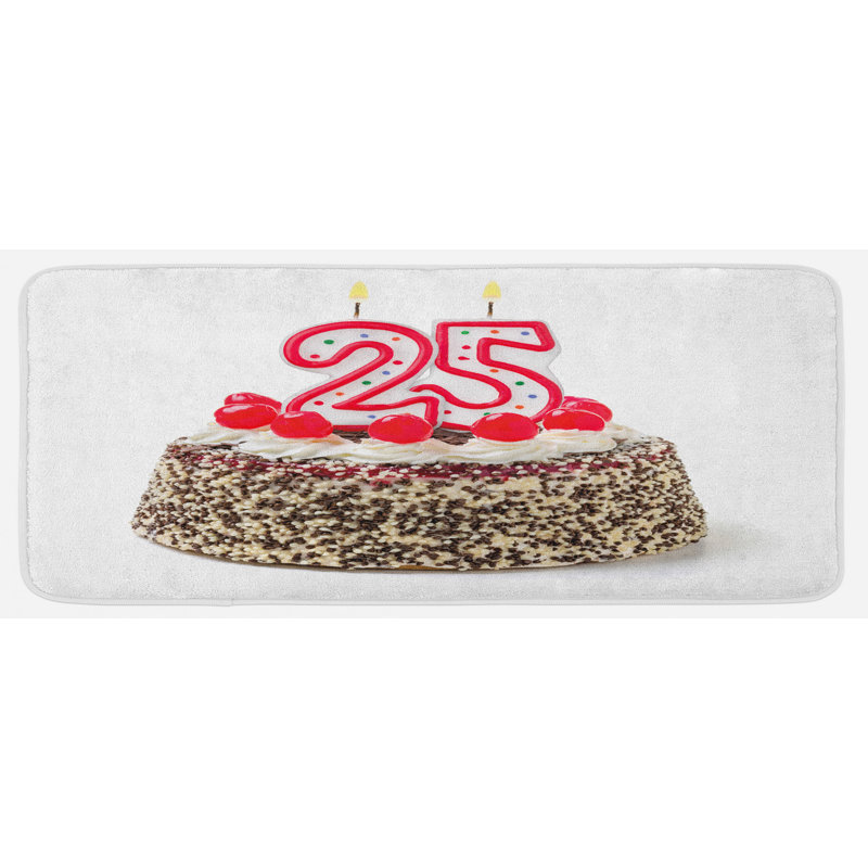 Tapis de cuisine brun crème rouge "number bougies 25 on chocolat" yummy art