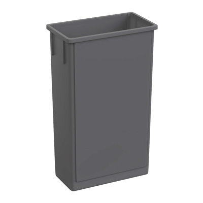 23 Gallon Gray Slim Rectangular Plastic Trash Can with Venting Channels
