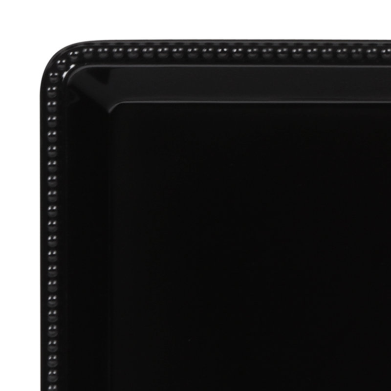 Elite Global Solutions Venetian Porcelain Melamine Stainless Steel Tray Serving Dish, 2" H x 15" W x 8" D, Black
