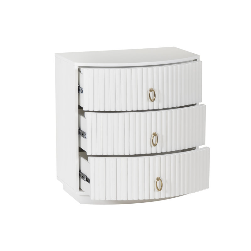 Table de chevet 3 tiroirs Colborne, Blanc