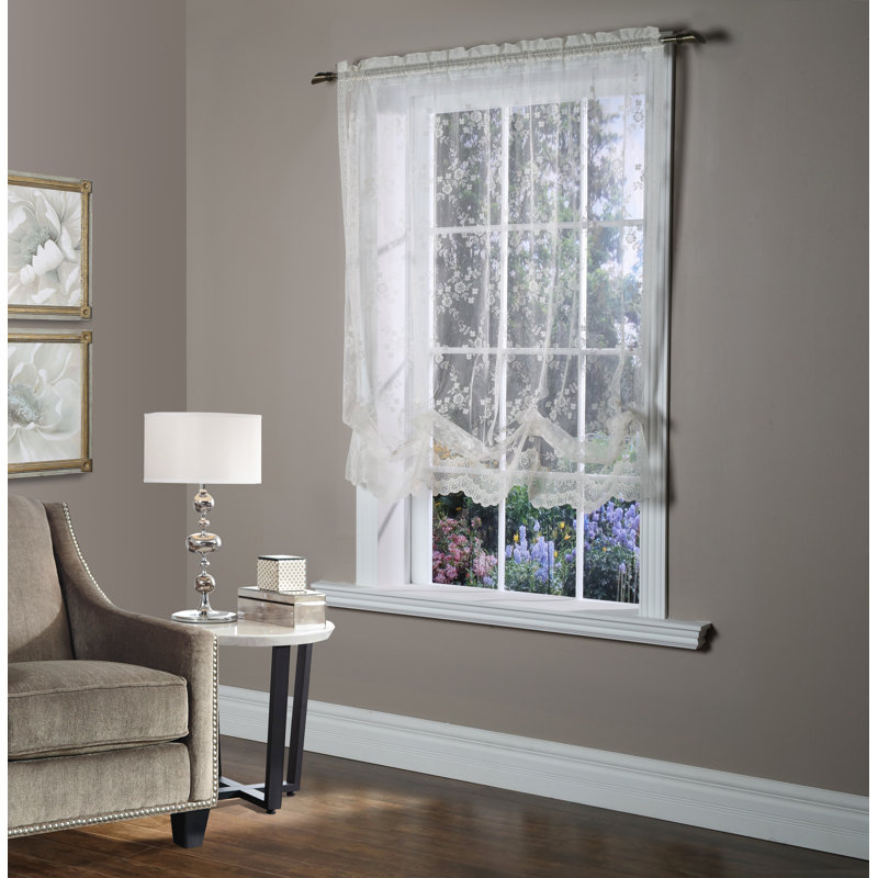 Valmer Floral Sheer Rod Pocket Single Curtain Panel, Shell