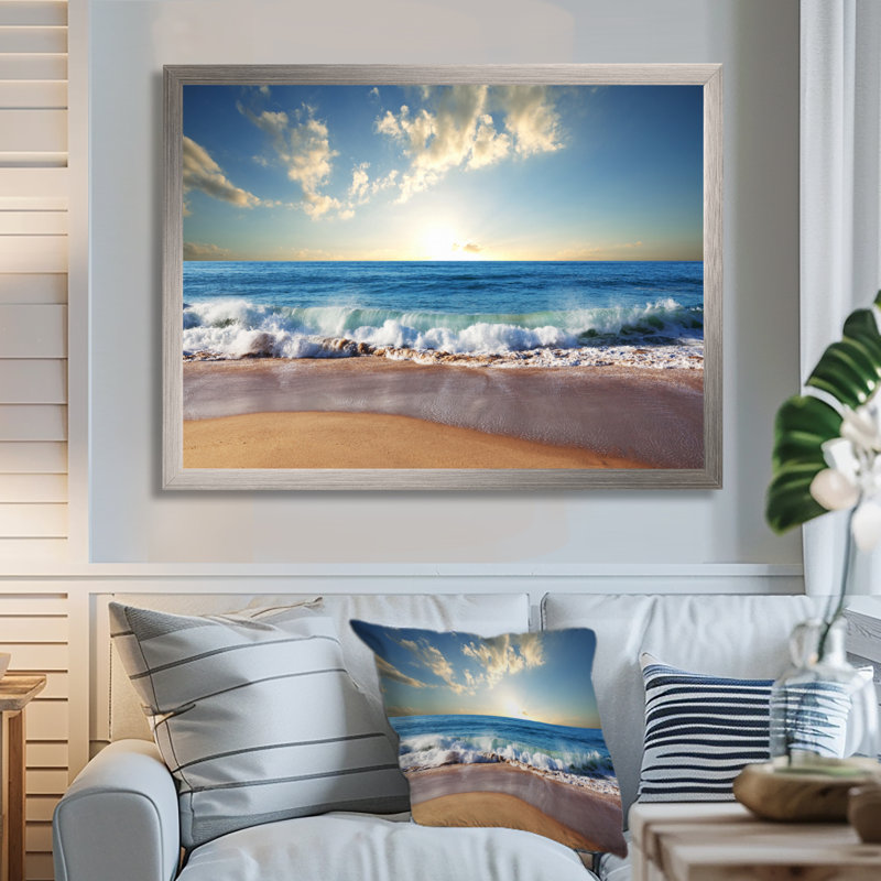 Sea Sunset - Photographic Print, Black Floater Framed, 34" H x 44" W
