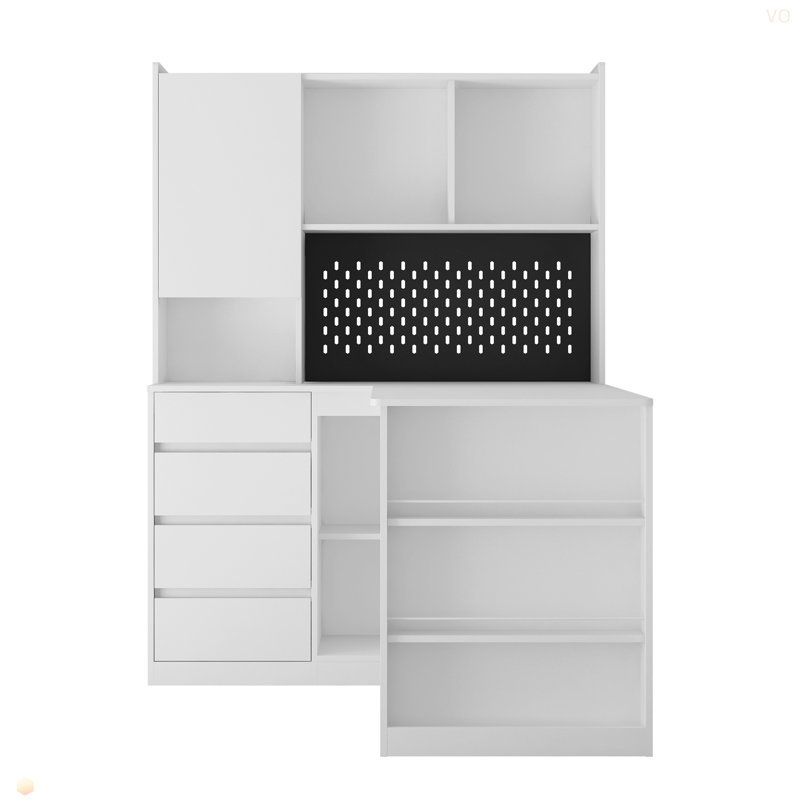 Bureau en L avec chargeur, bureau d'ordinateur avec tiroirs, bibliothèque, avec éclairage à DEL, bureau d'angle moderne, bureau à domicile, bureau d'écriture en L, bureau d'ordinateur de coin avec rangement