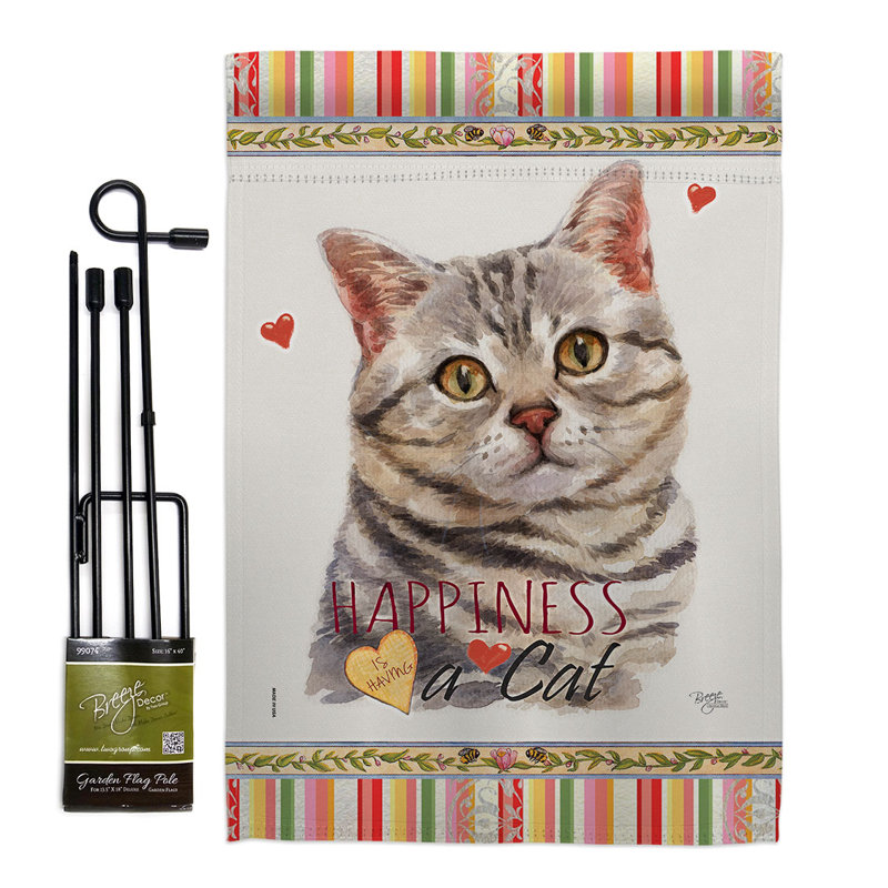 Ensemble de drapeaux de jardin gris gris à motif de chat 13 po x 18,5 po, American Shorthair 1