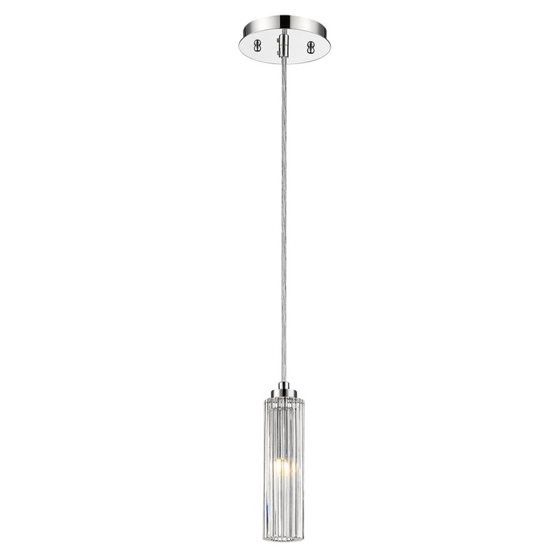 Contemporary Solo Crystal Pendant with Polished Chrome Finish