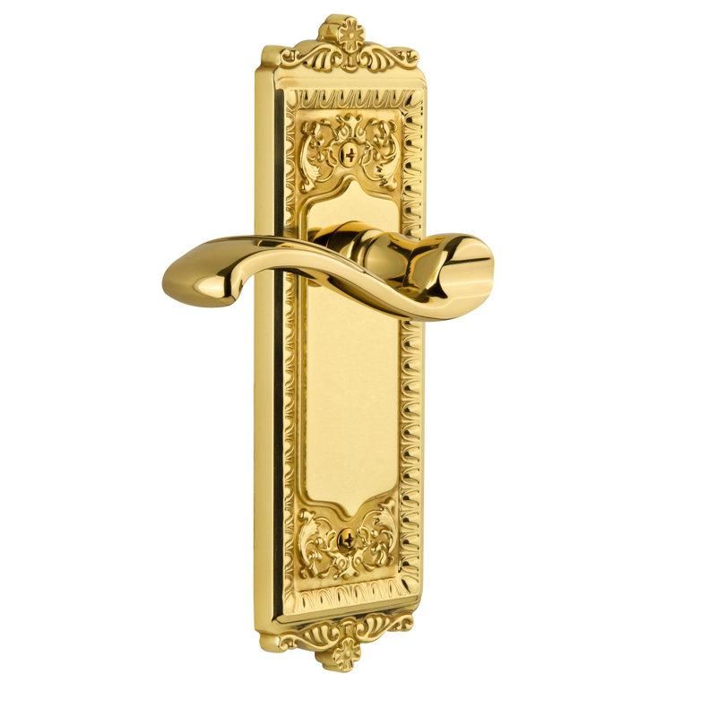 Grandeur Windsor Plate Passage with Portofino Lever, Polished Brass, 2 3/4"