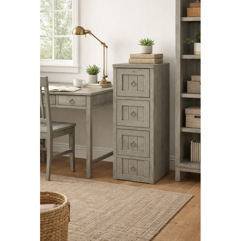 Raina 17.25'' Wide 4 -Drawer Solid Wood File Cabinet, Rustic Light Blue