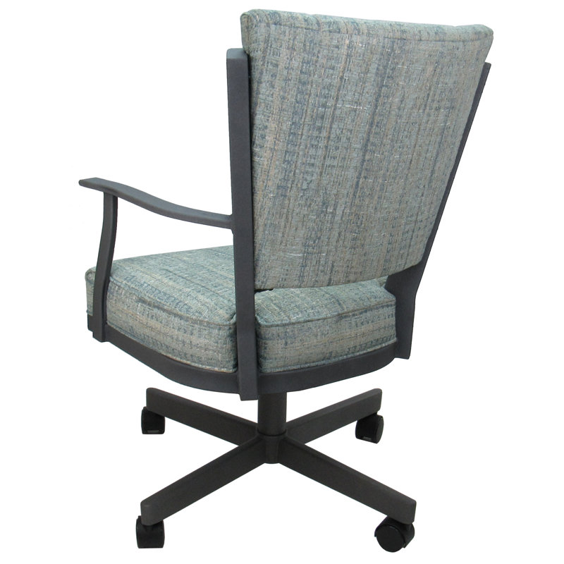 Danyael Metal Dining Caster Chair with Arms, Gray, Watusi Aquatint