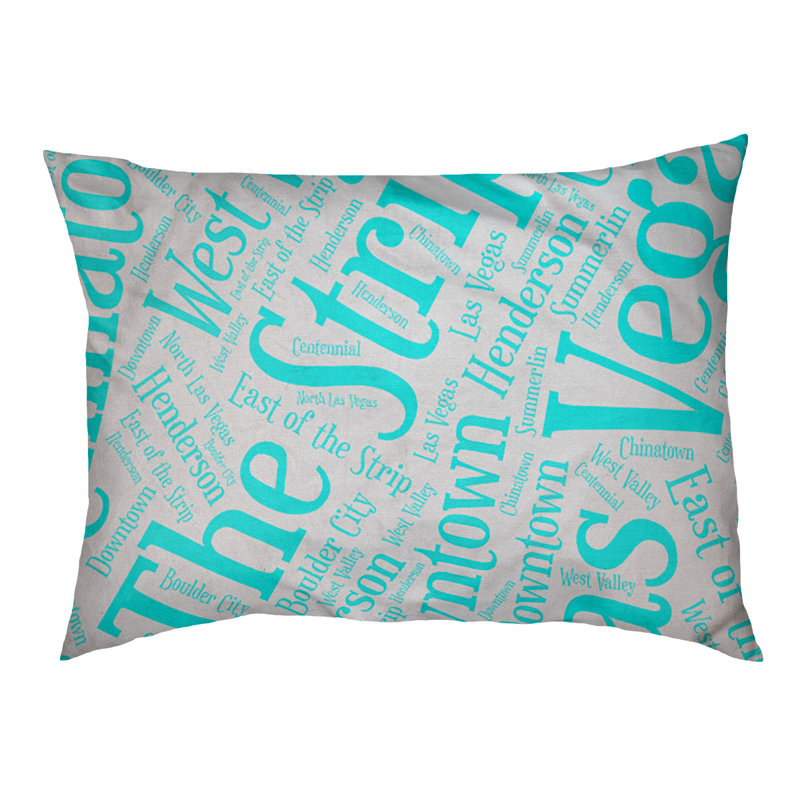 Coussin de chien « districts », Grand (l 40 po x P 30 po x H 14 po), Cyan, Las Vegas