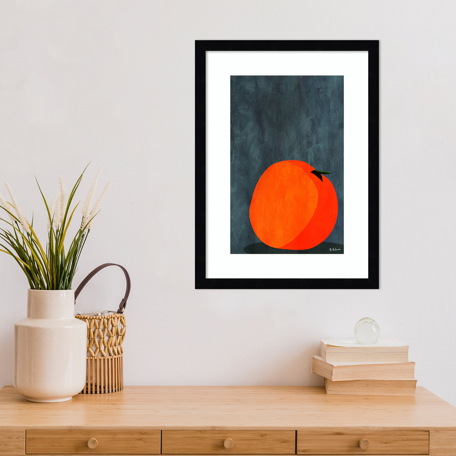 Calmly Sleeping Apple Print, Black, 19" H x 14" W