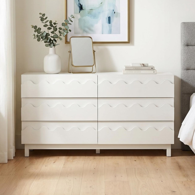 Commode 6 tiroirs 60 po, Blanc