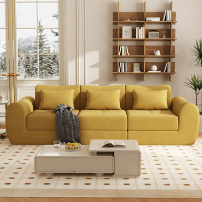 102"Compression Boneless Sofa, Convertible Folding Cloud Couch, Soft Chenille, No Assembly Required
