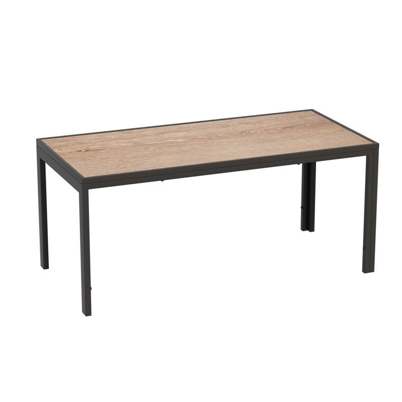 Table basse rectangulaire pour patio avec cadre thermolaqué pour l'extérieur, H 18,9 po x L 44,5 po x l 20,5 po, Brun