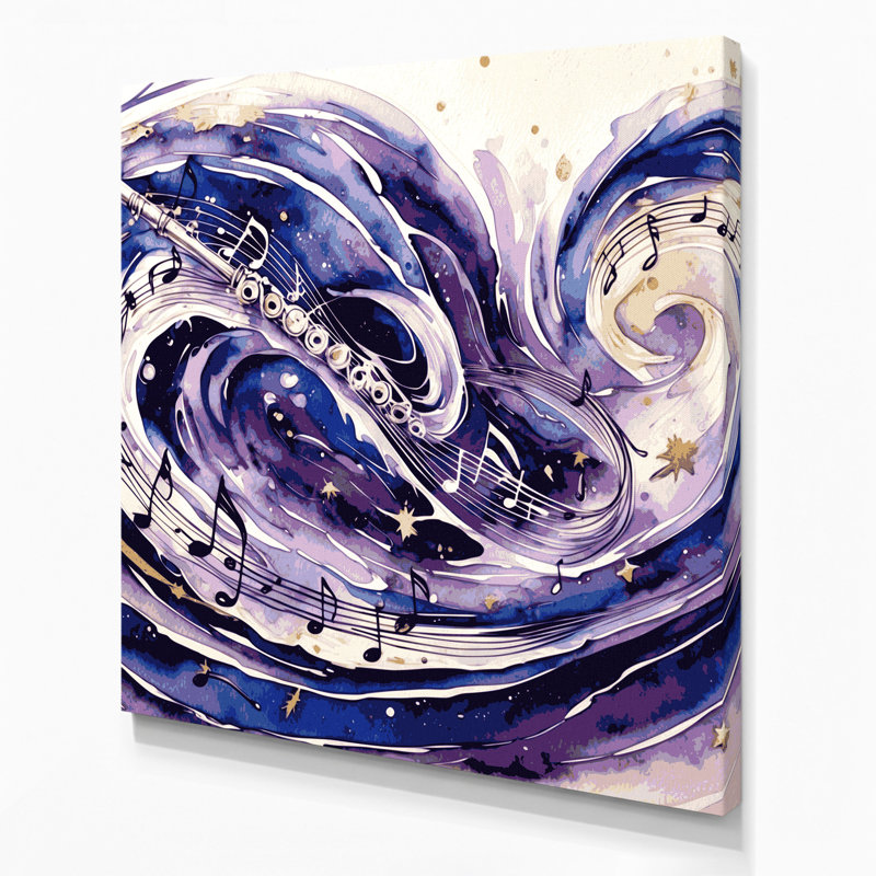 «Music Flute», toile grise, H 16 po x l 16 po