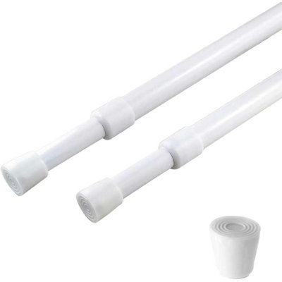 2 Pack Curtain Rod Adjustable  Diameter Short Expandable Spring Loaded Tension Rods For Window Bathroom Cupboardkitchen