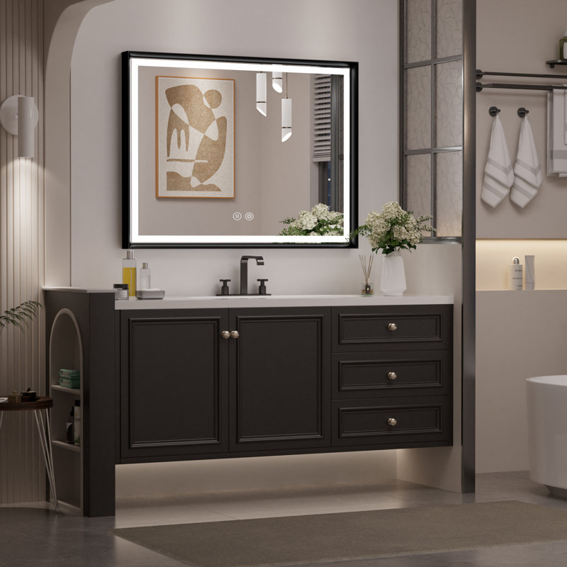 Miroir de salle de bain Smart Smart, 30 po x 40 po, Noir mat