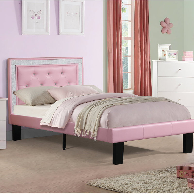 Burdick Vegan Leather Bed, Pink, Twin