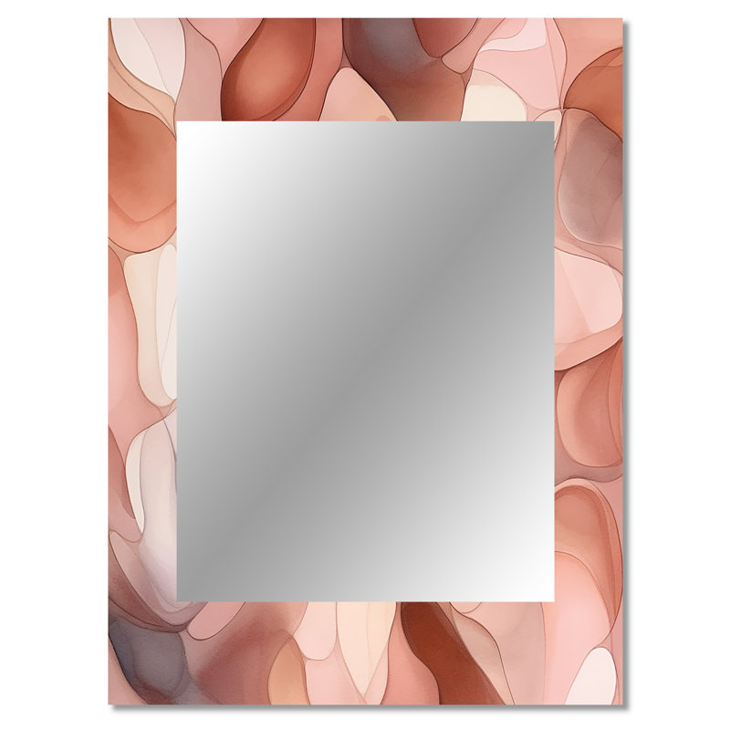 Nutshell Abstractions Abstract Watercolor III - Abstract Shapes Wall Mirror, Pink Decorative Mirror, Printed Metal Art