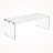 Hemi Glossy White Finish Tempered Glass Side Accent Coffee Table, 16.14" H X 43.7" W X 21.8" D