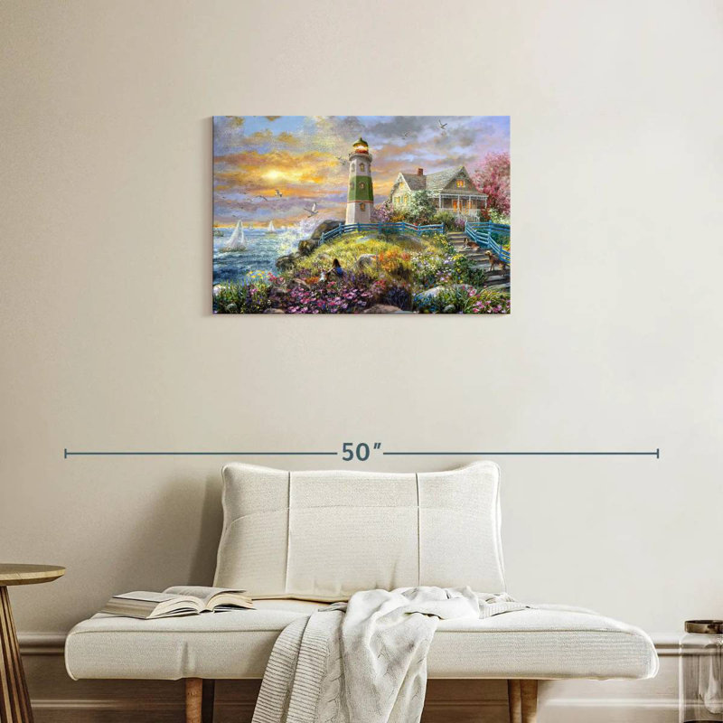 Regarder le coucher de soleil au phare, H 20 po x l 30 po