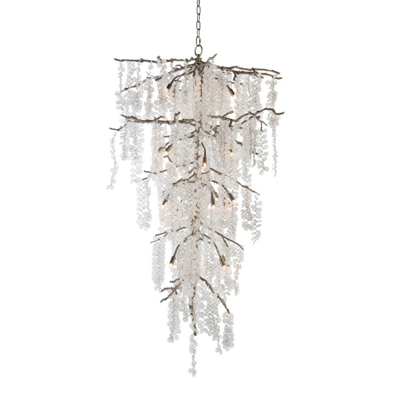 Lustre suspendu en cristal Shiro-Noda, Or antique, H 13 po x l 18 po x P 18 po, Ambre