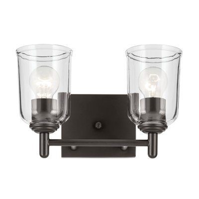 Éclairage pour salle de bain 2 lumières 12,5 po avec verre transparent 12,5 po