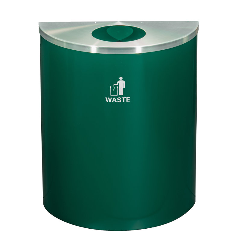 Poubelle, Vert forêt / aluminium satiné, 29, H 28,5 po x l 24 po x P 12 po