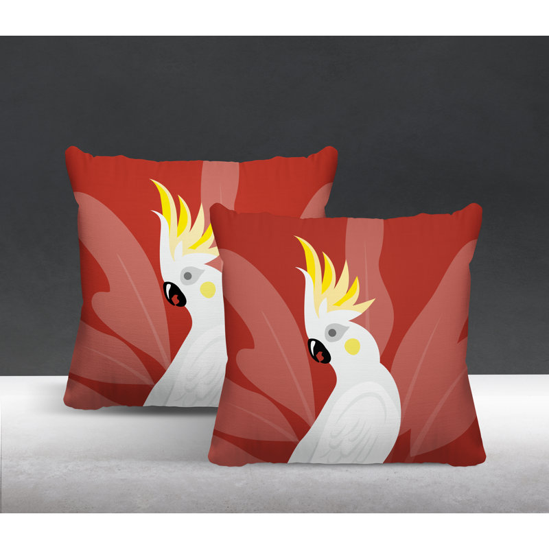 Coussin intérieur / extérieur Catoo Bird, L 19 po x H 19 po, Rouge