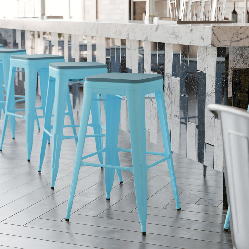 Tabouret de bar Bushea, Bleu, Tabouret de bar (siège d'une hauteur de 30 po)