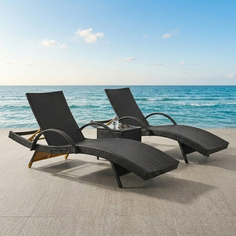 Ensemble de chaise longue d'extérieur Duskin, Brun foncé