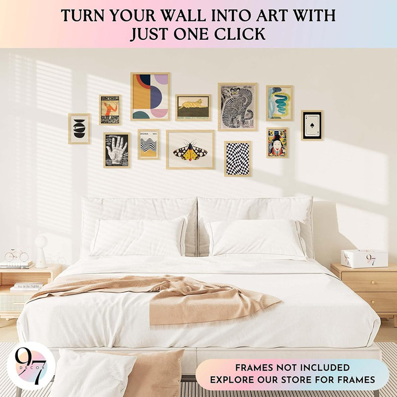 97 décor rétro éclectique Wall Art Collage - Maximalist Decor estampes d'art moderne pour la décoration murale, esthétique éclectique Home Decor, Cool Funky Decor rétro affiches de Bauhaus pour chambre à coucher (non encadrées)