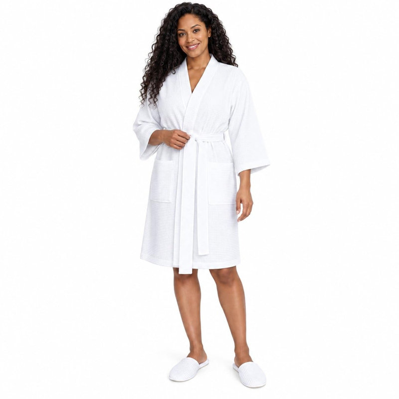 Peignoir en lin Lotus, S, Blanc